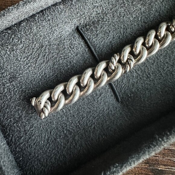 David Yurman Belmont Curb Link ID Bracelet w/ Pavé White Diamonds - 7.5" - RARE - Picture 4 of 16